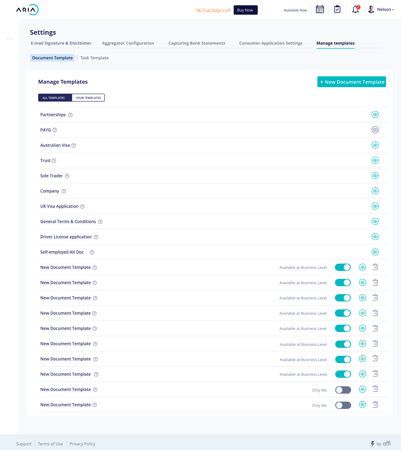 Reusable document collection templates (abstracted)