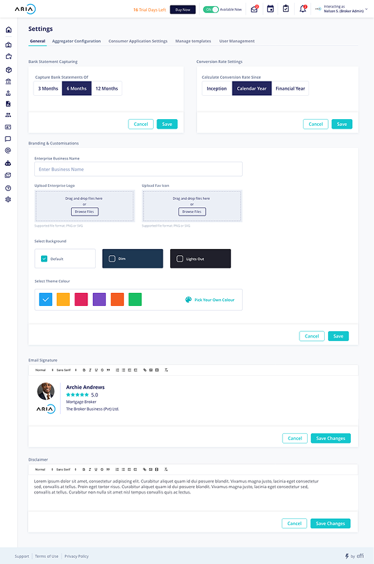 White-label theming controls (abstracted)