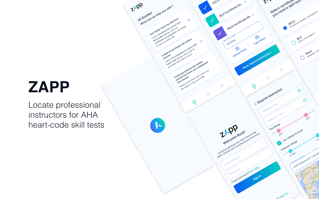 ZAPP - Locate professional instructors for AHA heart-code skill tests